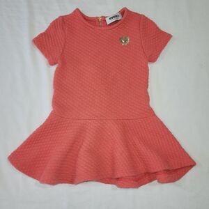 Sonia Rykiel Enfant Size 2a (2t) Coral Quilted Girls Dress with Heart Detail